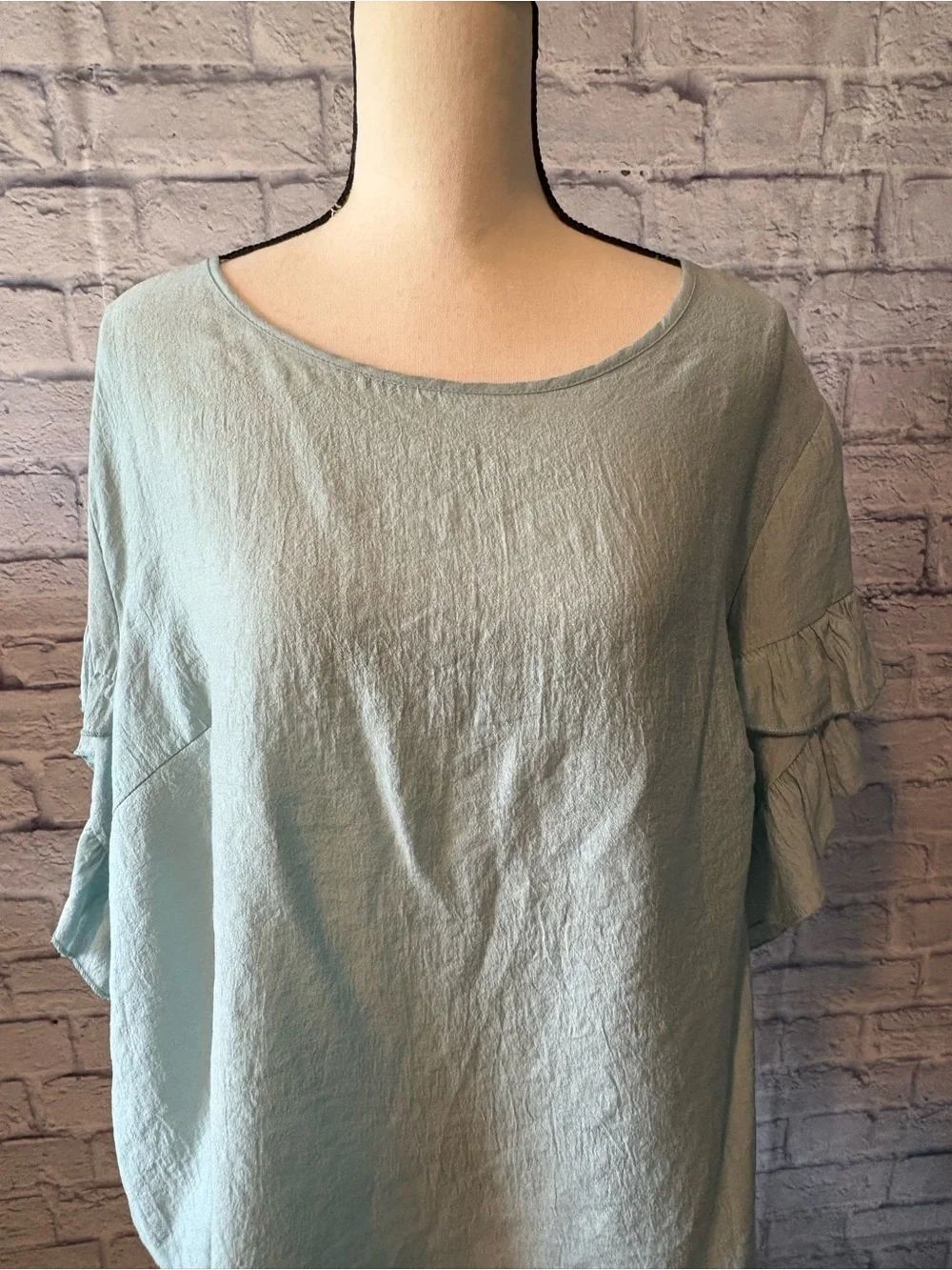 SHEIN Light Blue Ruffle Sleeve Tunic Top - Picture 2 of 5
